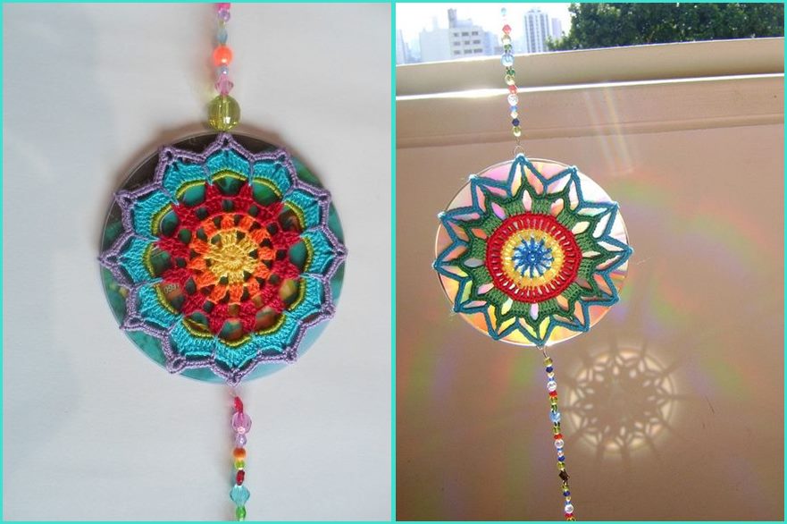 Mandala em crochê pingente de CD - Benefícios e cores da mandala