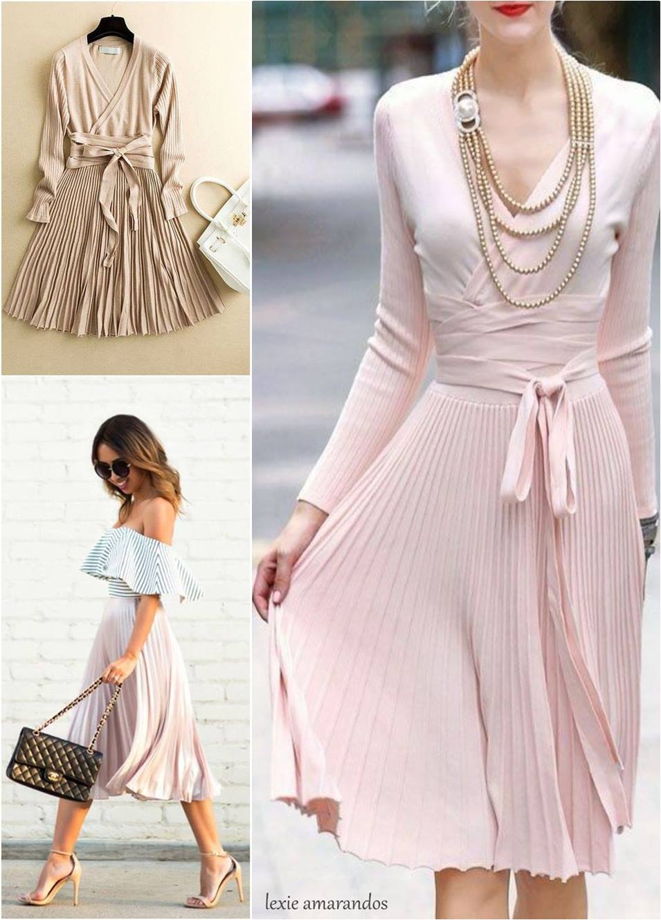 saia midi plissada moda anti-idade