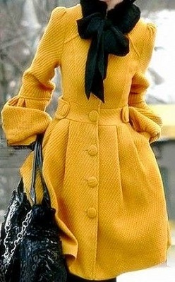 Casaco longo de cores quentes - amarelo
