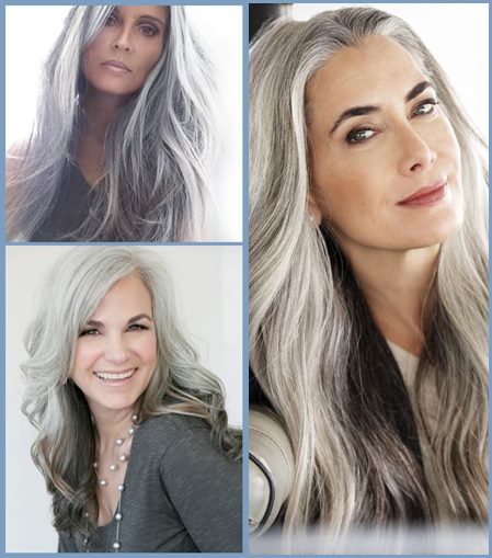 cortes de cabelo longo grisalhos ou brancos - silver hair - gray hair - long hairstyle