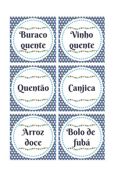 É gratis!  Baixe e imprima plaquinhas de comidinhas para festa junina