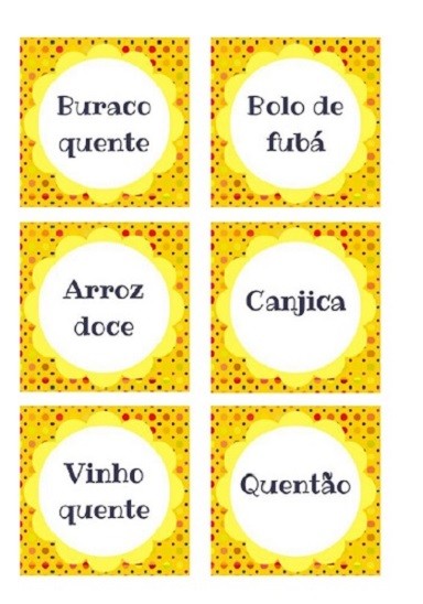 É grátis!  Baixe e imprima plaquinhas de comidinhas para festa junina