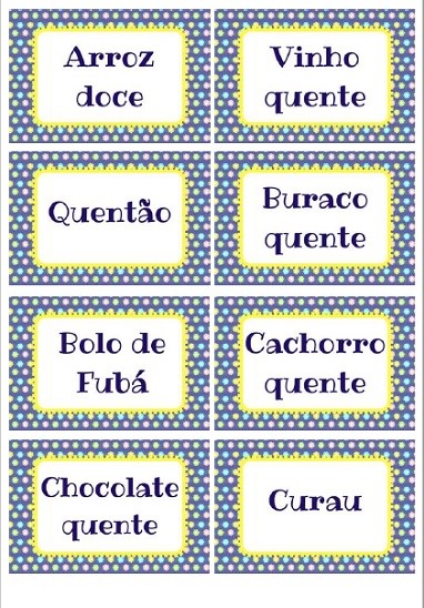 É grátis!  Baixe e imprima plaquinhas de comidinhas para festa junina