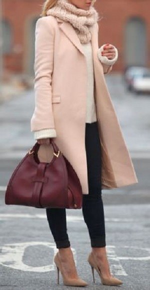Casaco longo de inverno - rose