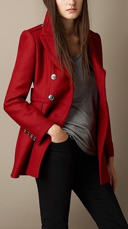 Casaco de inverno de cores quentes -vermelho