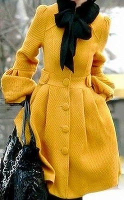 Casaco longo de cores quentes - amarelo