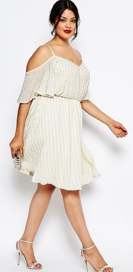 moda festas plus size - vestido prata sucesso, branco pureza