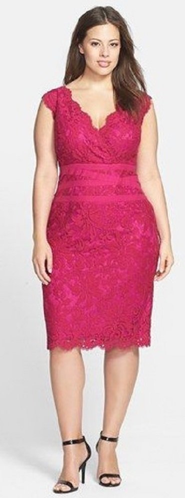 moda festas - vestido rosa de renda - plus size