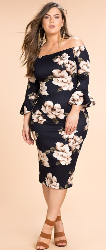 vestido floral preto - plus size - 50+ 60+ moda anti-idade