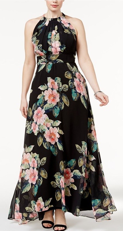 vestido floral preto - plus size - 50+ 60+ moda anti-idade