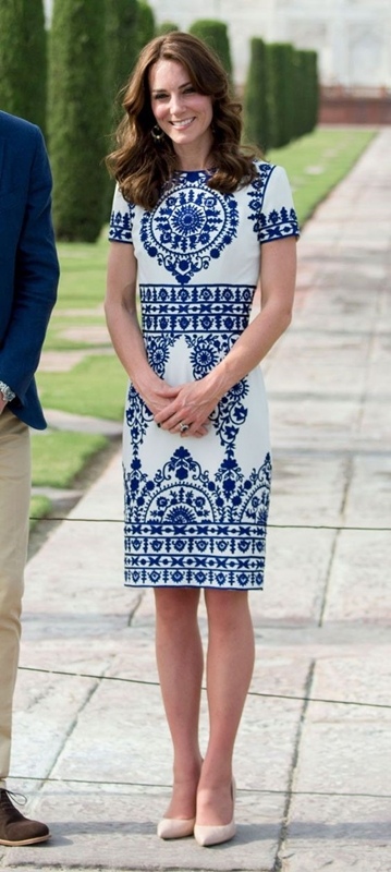 moda azul e branco, Kate Middleton, estampa azulejo portuguesa