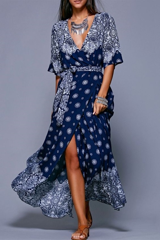 Vestido estampado azul e branco , blue and white dress