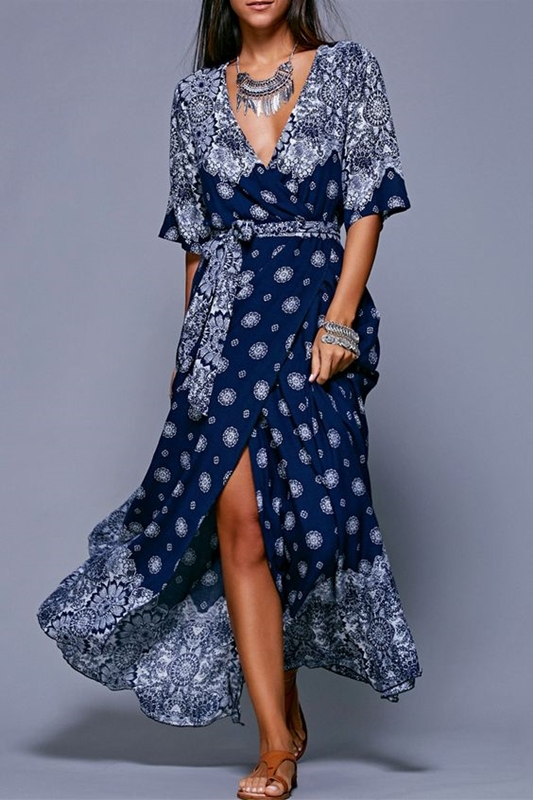 Vestido estampado azul e branco , blue and white dress