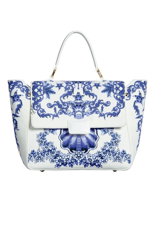 Bolsa estampada azul e branco, blue and white bag