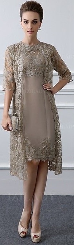 Moda senhoras - vestido curto para bodas de ouro
