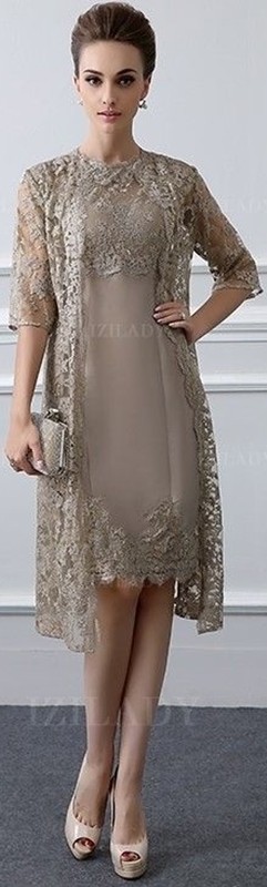 Moda senhoras - vestido curto para bodas de ouro