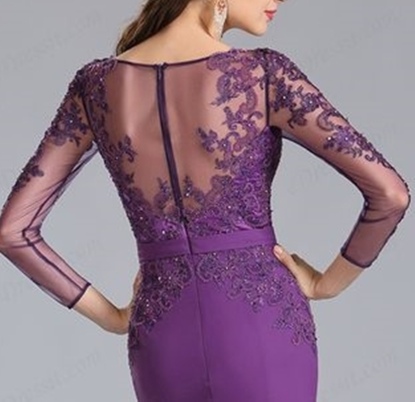 Detalhe das costas do vestido para festa para senhoras