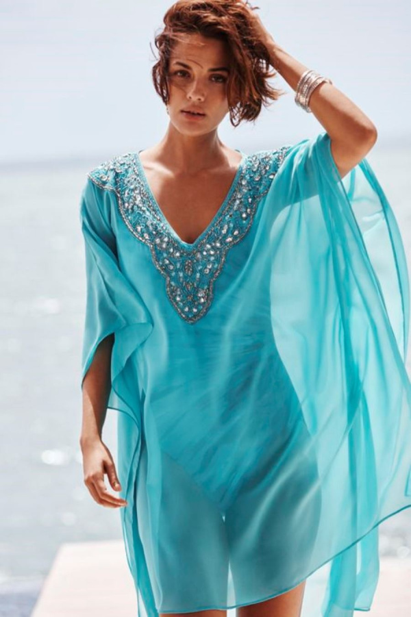 15 modelos de saída e praia ou kaftan  (azul)