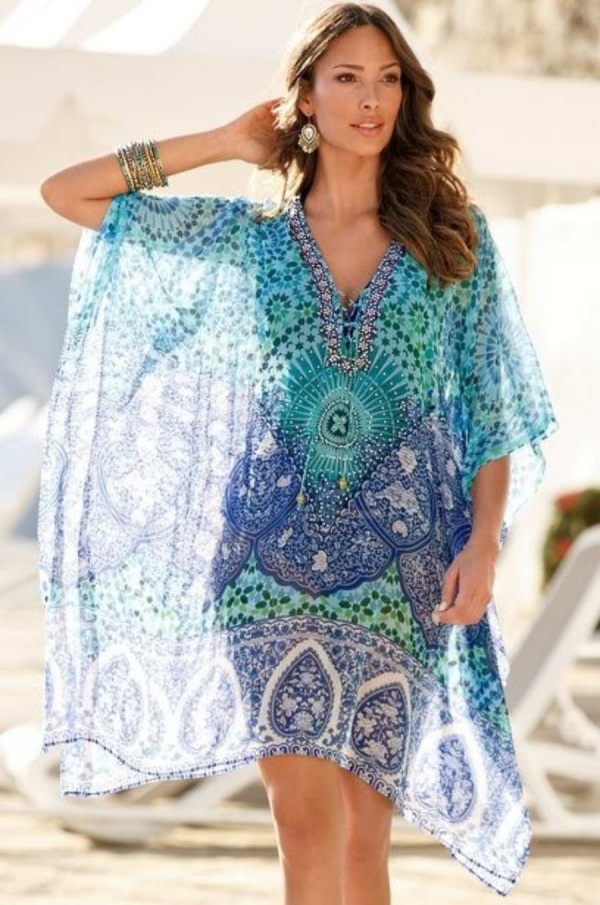 15 modelos de saída e praia ou kaftan  (azul)