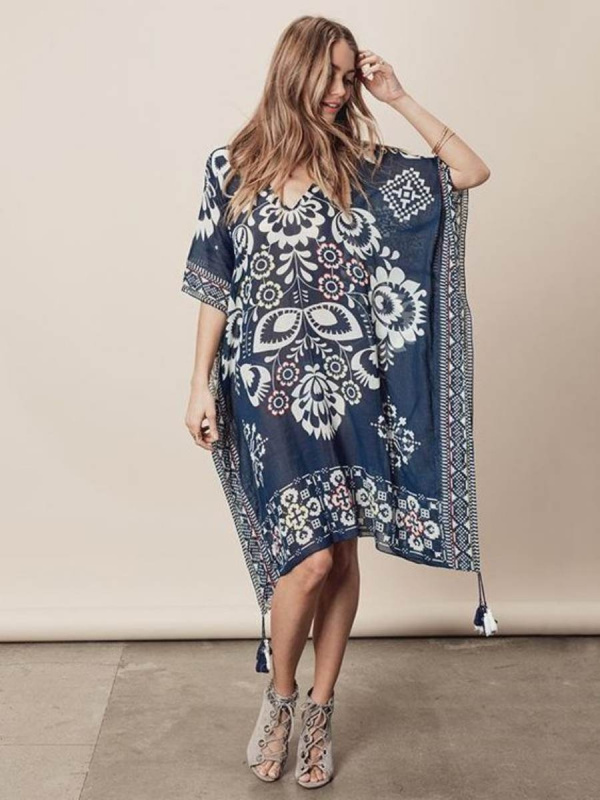 15 modelos de saída e praia ou kaftan  (azul)