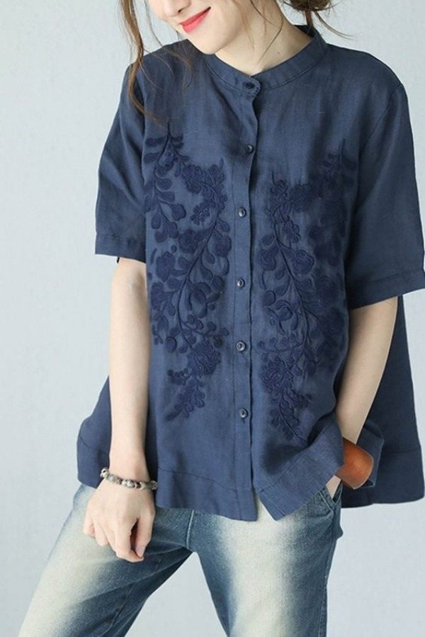 Moda Anti-idade: Camisa feminina com manga curta