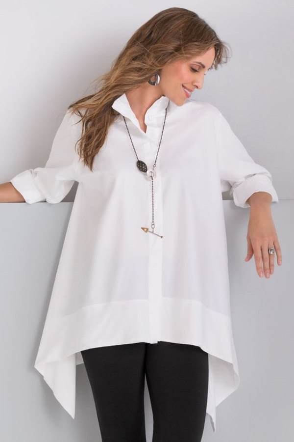 Moda anti-idade: Camisa feminina branca moderna