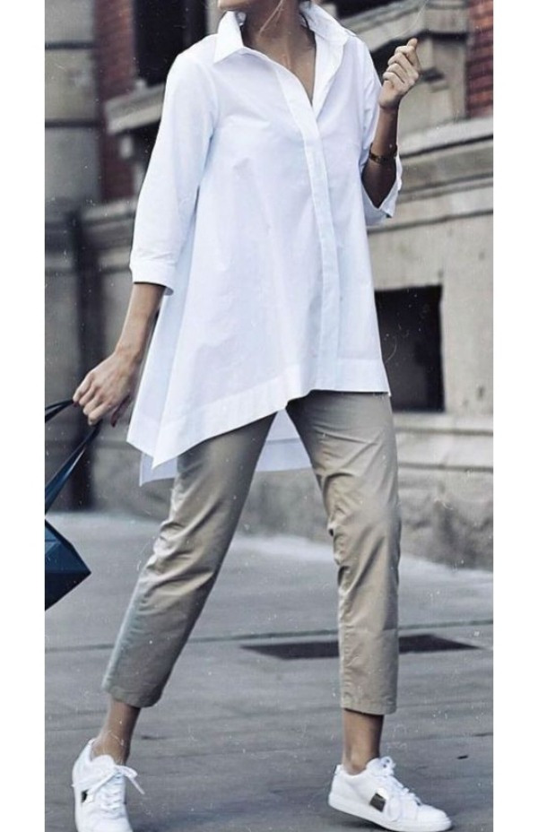 Moda anti-idade: Camisa feminina branca moderna