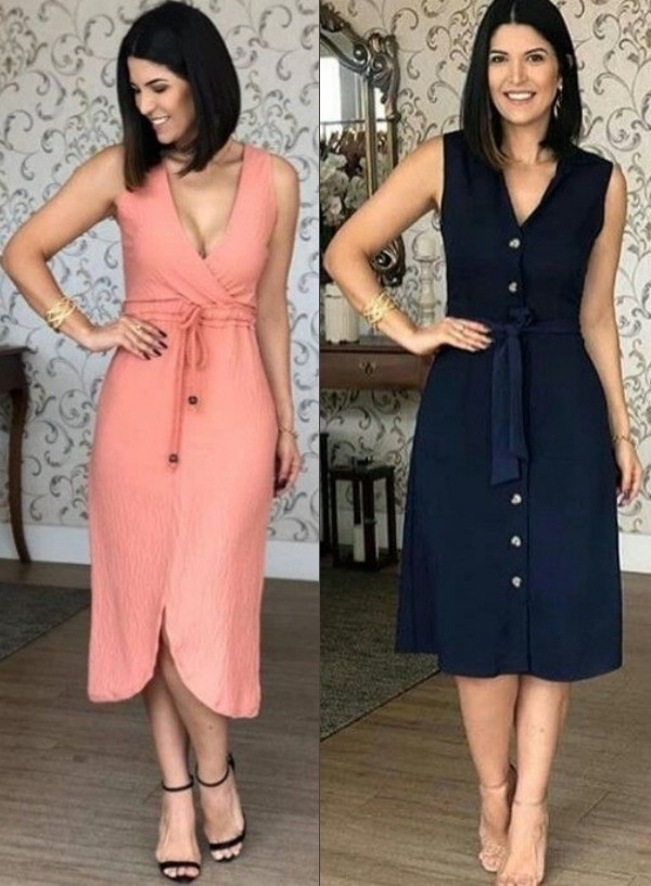 Lindos e modernos modelos de vestido básico evasê