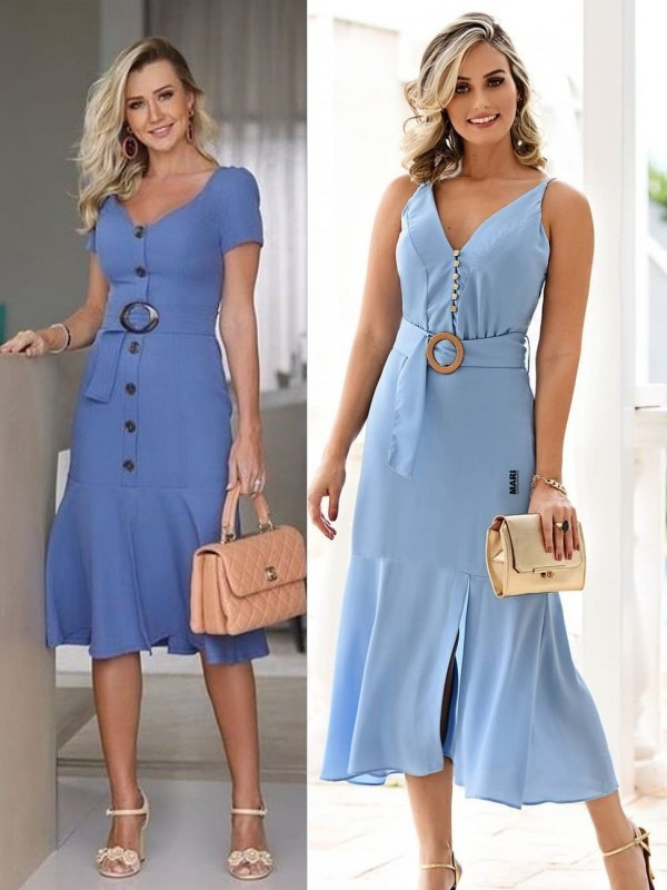 Lindos e modernos modelos de vestido básico evasê