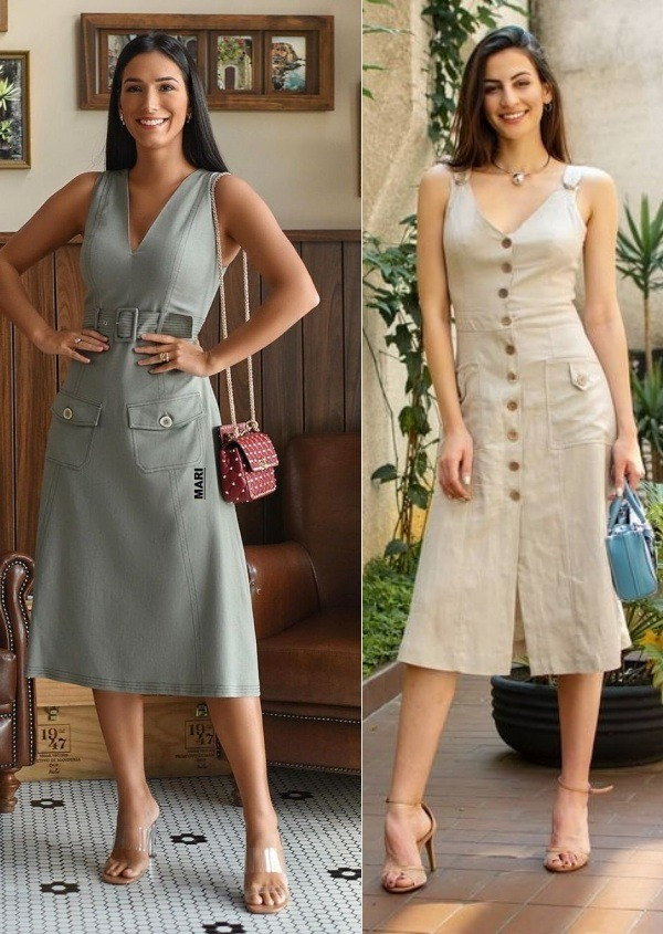Lindos e modernos modelos de vestido básico evasê