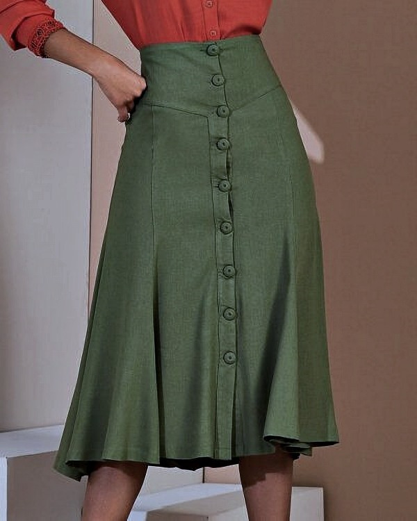 Moda dia a dia: 15 modelos de saia com botões