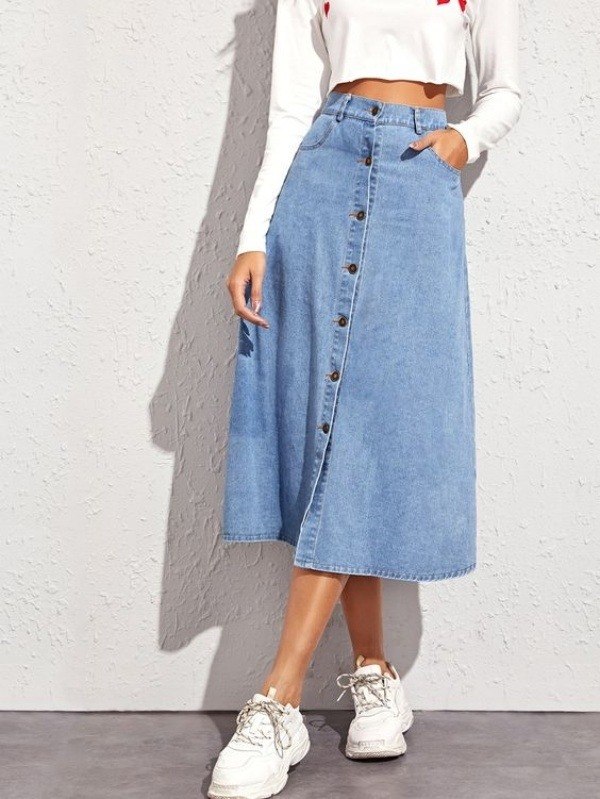 Moda dia a dia: 15 modelos de saia com botões