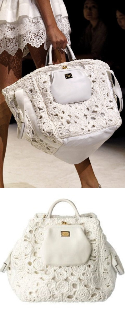 Bolsa de Ermanno Scervino branca em crochê - DIY