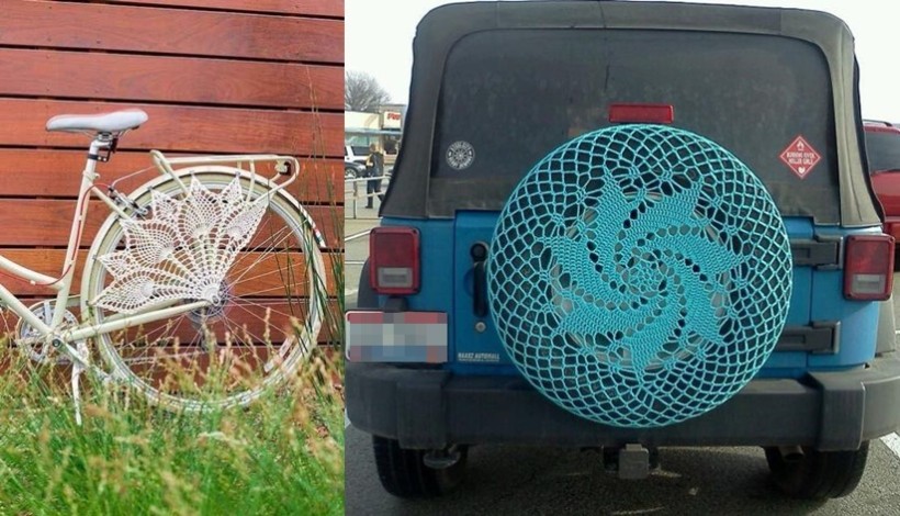 DIY - capa para roda de bicicleta e carro em crochê
