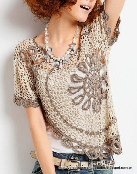 croche que aparece - blusa croche redondo