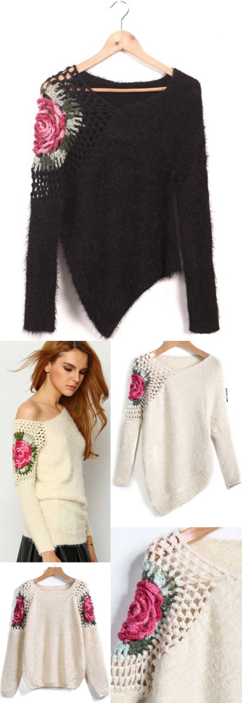 croche que aparece - detalhe na blusa quadrado de croche
