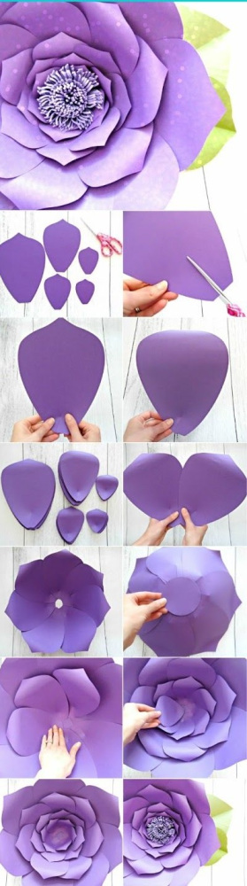DIY - molde de folha das flores gigantes de papel