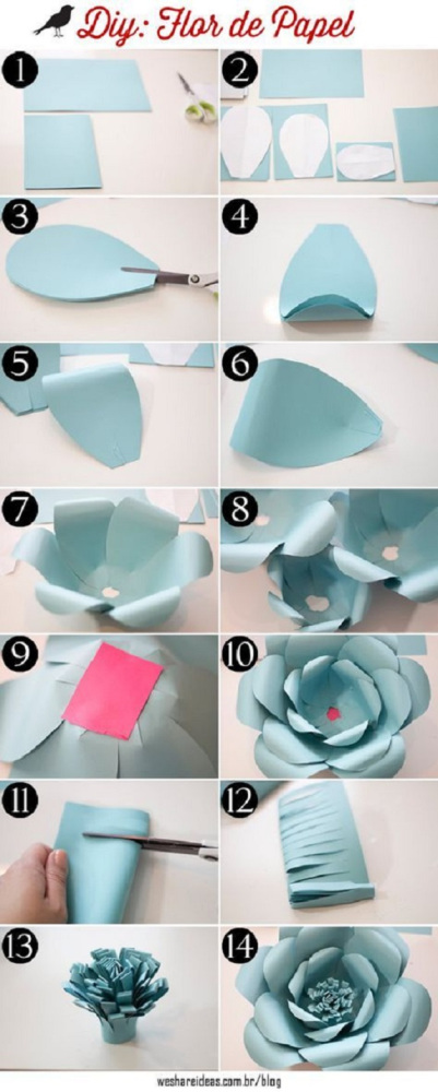 DIY - molde de folha das flores gigantes de papel