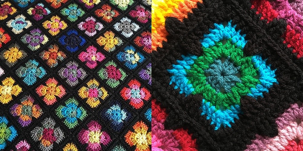 quadrados em croche - tapete
