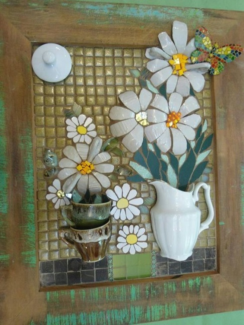 Xícaras ou louças quebradas? Diy quadros com mosaico picassiette
