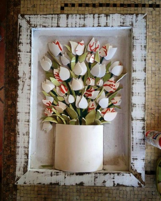 Mosaico pique assiette ou picassiette, DIY lindos quadros