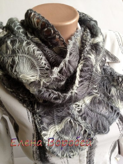 echarpe de crochê de grampo