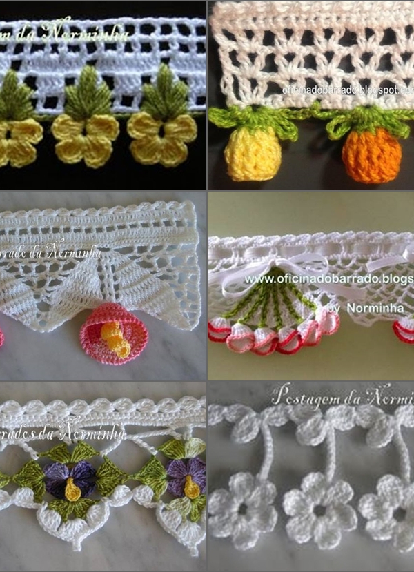 DIY - Gráficos de bicos de crochê para panos de prato