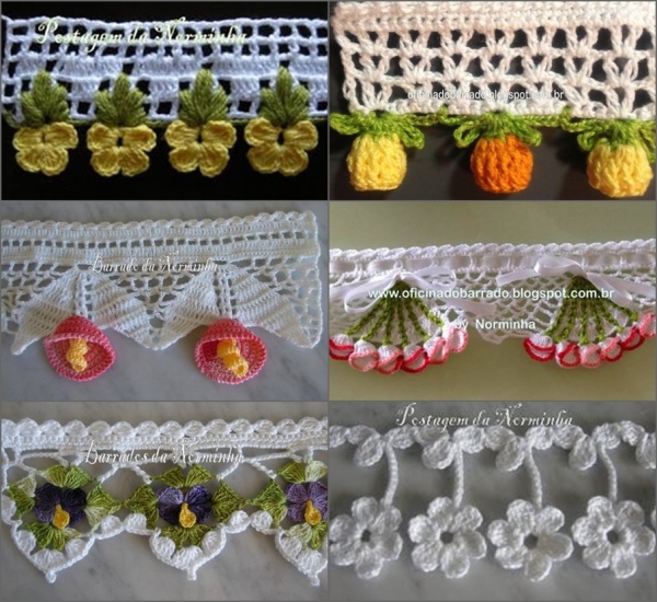 DIY - Gráficos de bicos de crochê para panos de prato