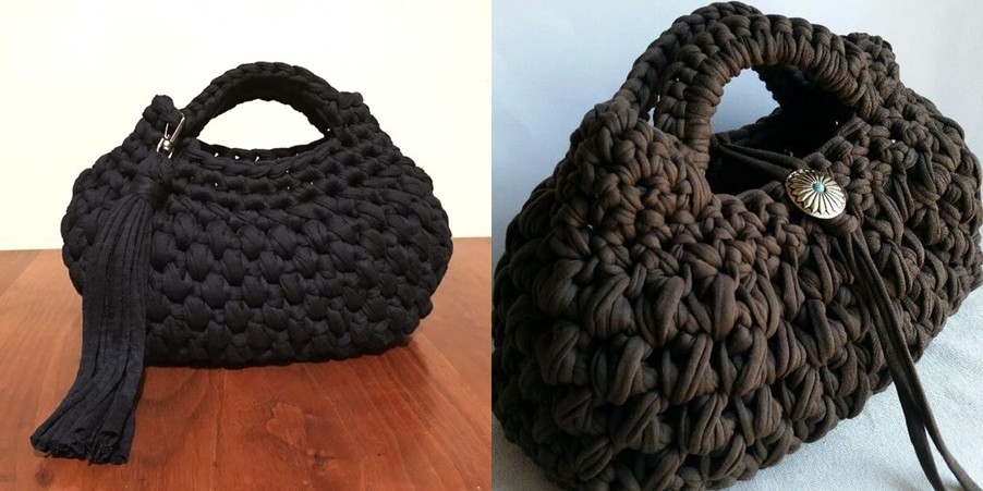 DIY - bolsa de fio de malha de crochê