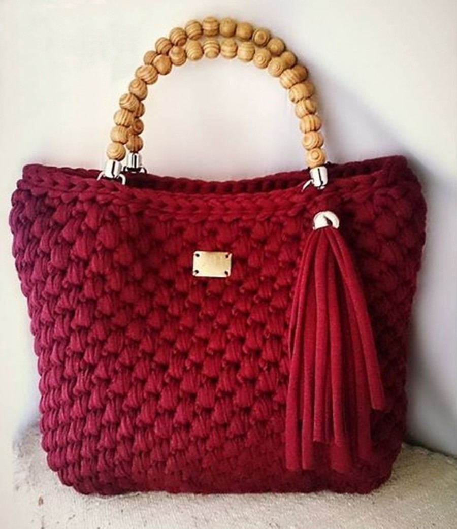 DIY - bolsa de fio de malha de crochê