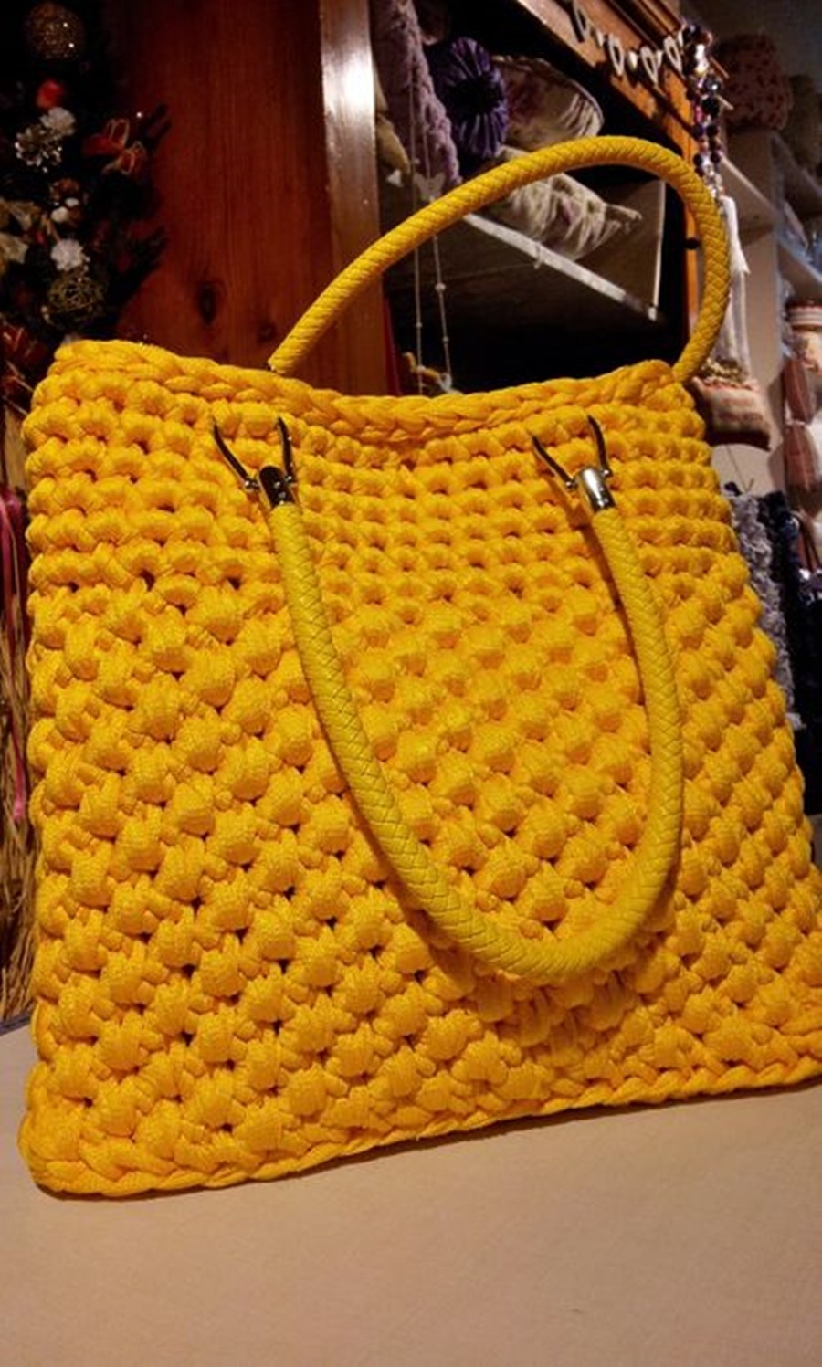 DIY - bolsa de fio de malha de crochê