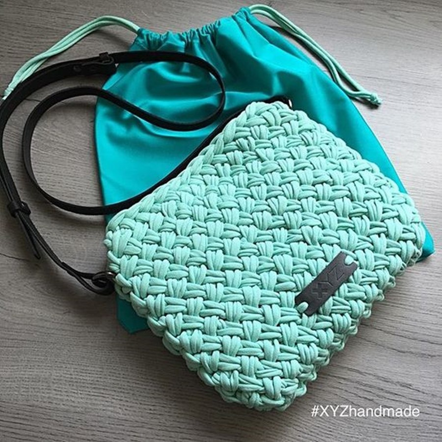 DIY - bolsa de fio de malha de crochê