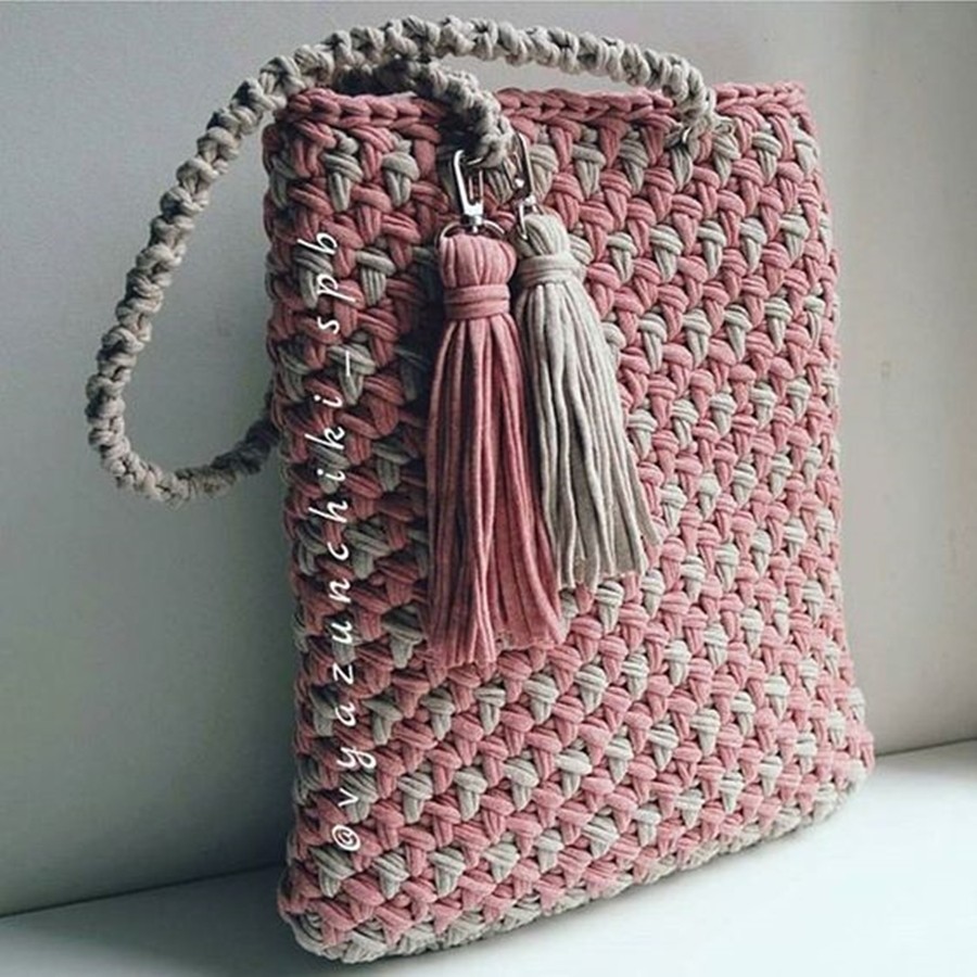 faça e lucre - bolsa de fio de malha