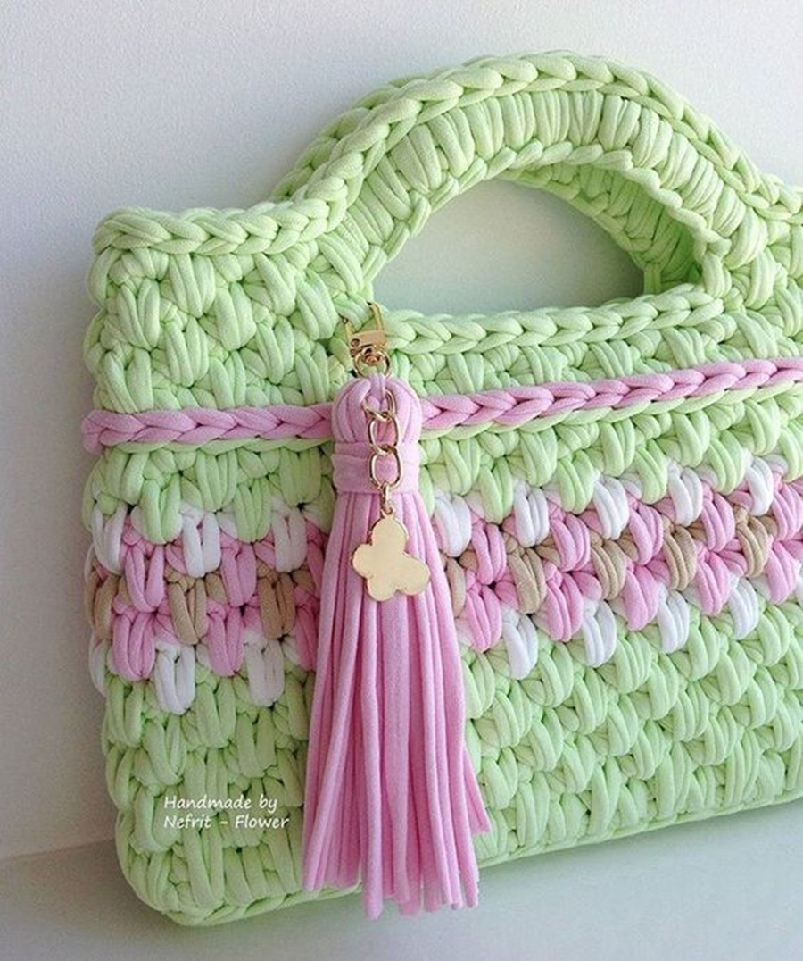 DIY - bolsa de fio de malha de crochê